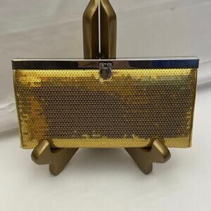 Vintage Gold Sequin Clutch The Metropolitan Ritz Evening Bag Party Metallic y2k